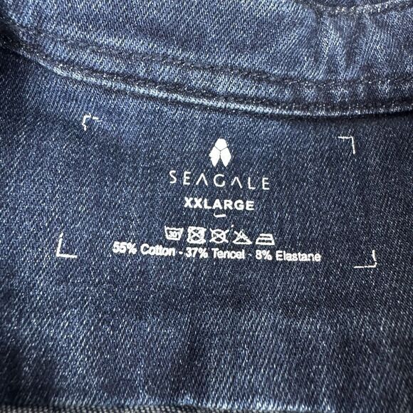Seagale Mens XXL Denim Shirt Blue Tencel Stretch Long Sleeve Button Down Casual - Picture 6 of 10